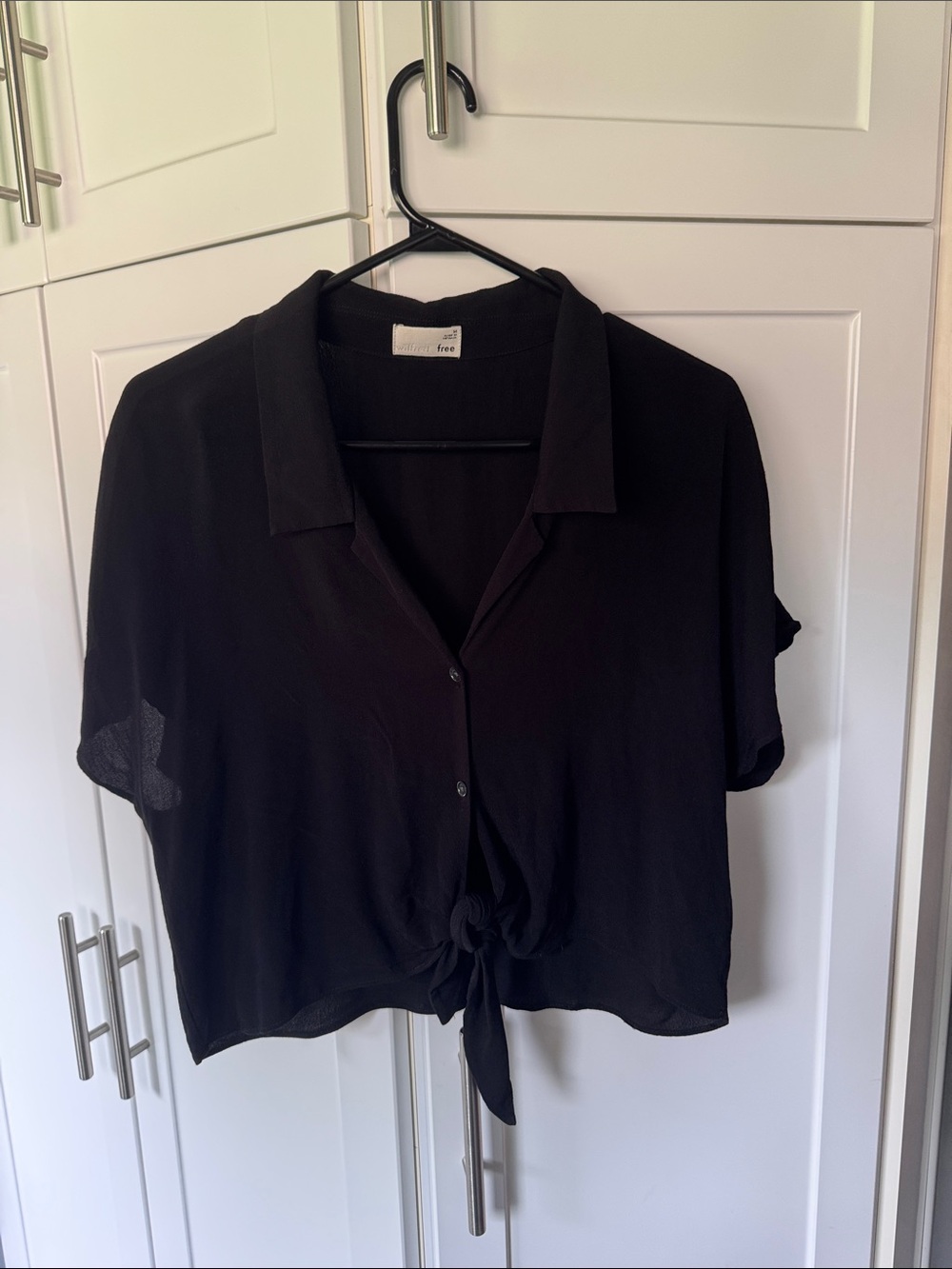 Wilfred Black Tie-Front Button Down Blouse